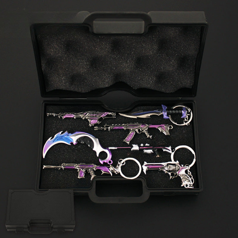 Valorant Keychains 18cm Mini Weapon Set Case Game Peripheral Metal Katana Model Pendant Accessories Keychain Gifts Toys for Boys