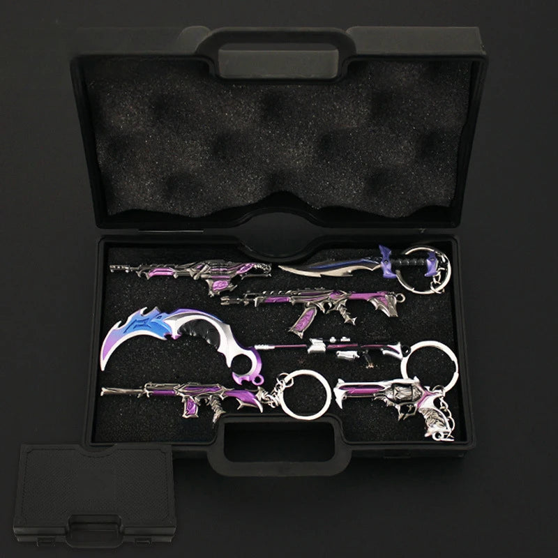 Valorant Keychains 18cm Mini Weapon Set Case Game Peripheral Metal Katana Model Pendant Accessories Keychain Gifts Toys for Boys