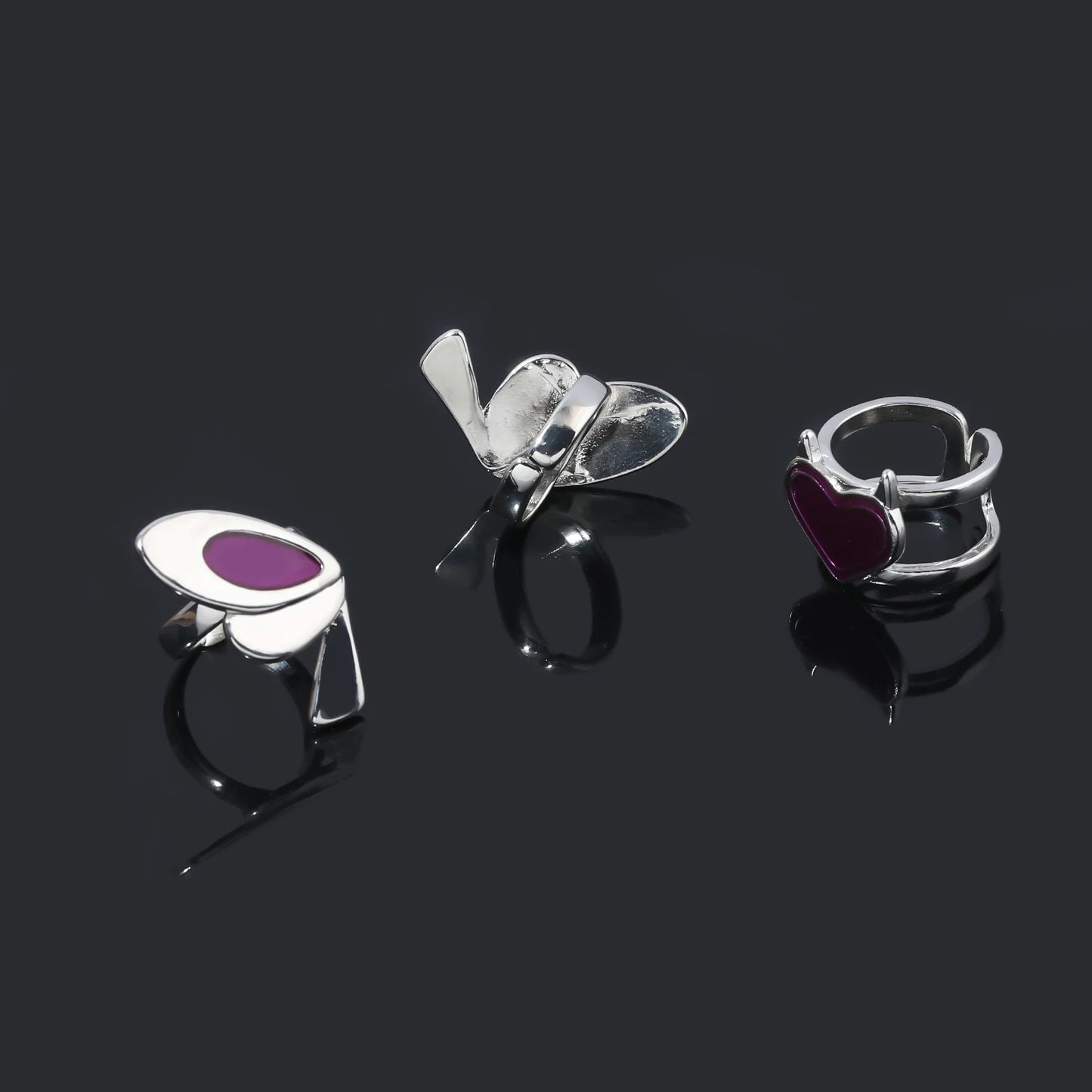 Game Character VALORANT Clove Cosplay Ring Set Metal Open Adjustable Butterfly Heart Ring Jewelry Accessories Props