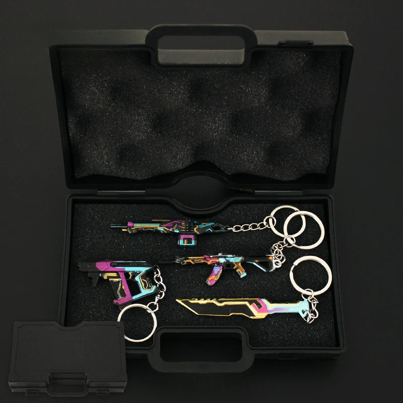 Valorant Keychains 18cm Mini Weapon Set Case Game Peripheral Metal Katana Model Pendant Accessories Keychain Gifts Toys for Boys