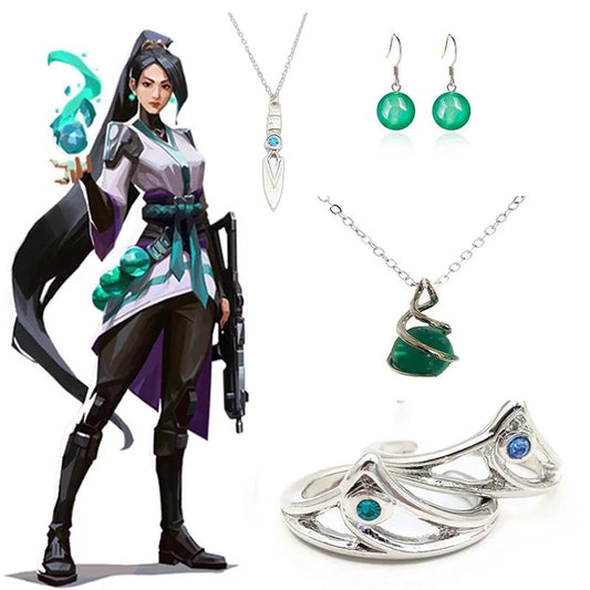 Anime Game Trinket Jewelry Valorant Necklace Sage Jett Pendant Necklace ring Costume Props Accessories Charm Choker Party  Fans