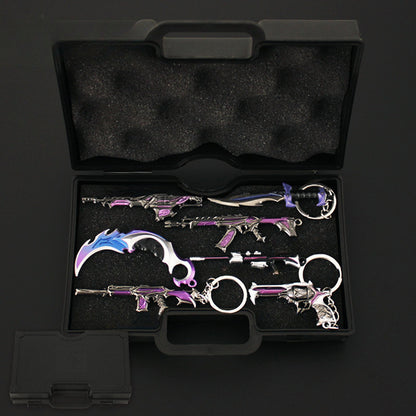 Valorant Keychains 18cm Mini Weapon Set Case Game Peripheral Metal Katana Model Pendant Accessories Keychain Gifts Toys for Boys