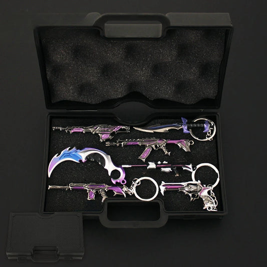 Valorant Keychains 18cm Mini Weapon Set Case Game Peripheral Metal Katana Model Pendant Accessories Keychain Gifts Toys for Boys