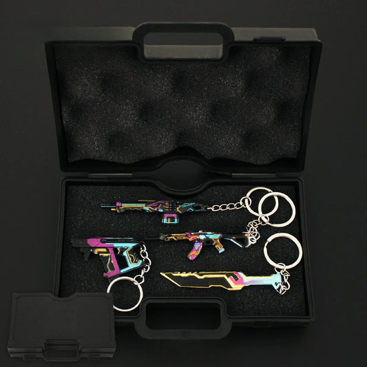 Valorant Keychains 18cm Mini Weapon Set Case Game Peripheral Metal Katana Model Pendant Accessories Keychain Gifts Toys for Boys